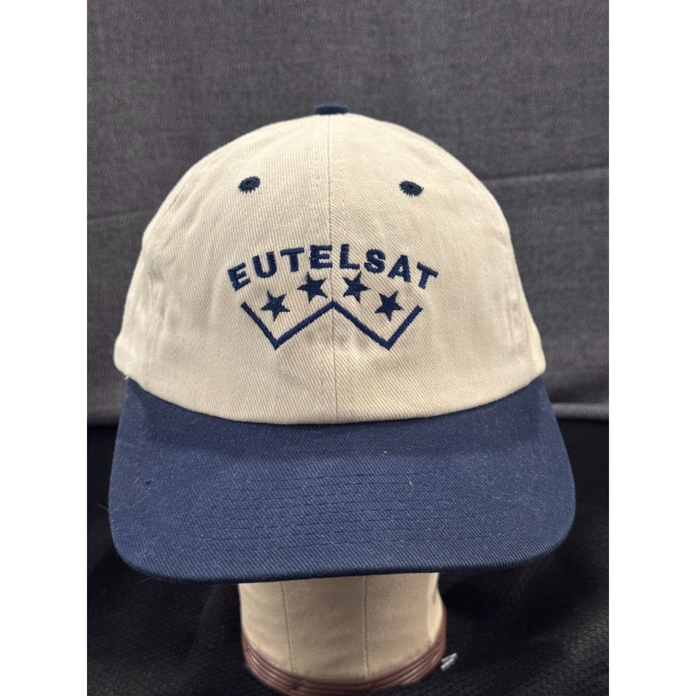 Alcatel Baseball Cap Men's One Size Beige Cotton Eutelsat Patch Adjustable Hat